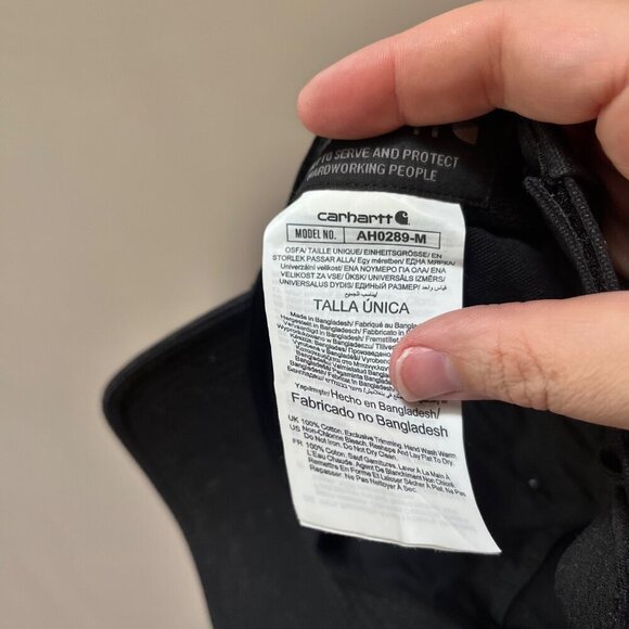 Carhartt Black Canvas Cap With Leather Patch Adjustable Strap One Size Fits All - Picture 2 of 4